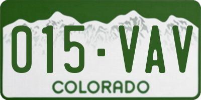 CO license plate 015VAV