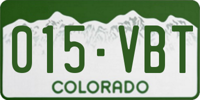 CO license plate 015VBT