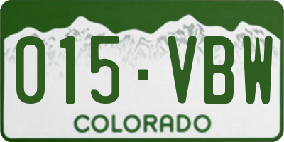 CO license plate 015VBW