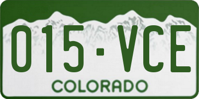 CO license plate 015VCE