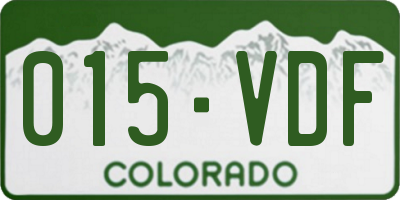 CO license plate 015VDF