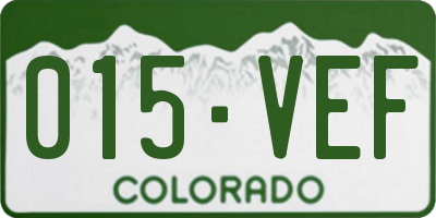 CO license plate 015VEF