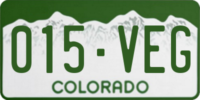 CO license plate 015VEG