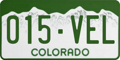 CO license plate 015VEL
