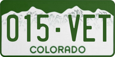 CO license plate 015VET