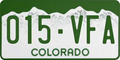 CO license plate 015VFA