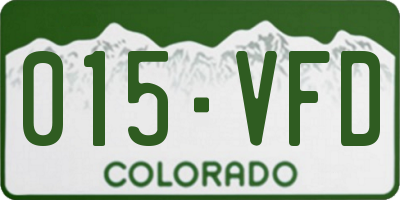 CO license plate 015VFD