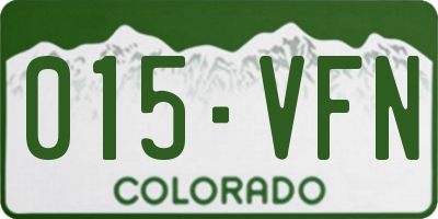 CO license plate 015VFN
