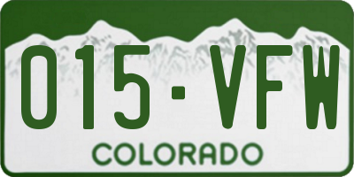 CO license plate 015VFW
