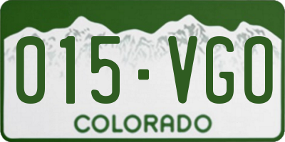 CO license plate 015VGO