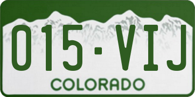 CO license plate 015VIJ