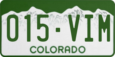 CO license plate 015VIM