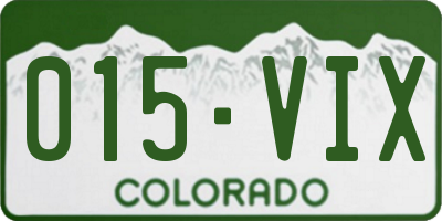 CO license plate 015VIX