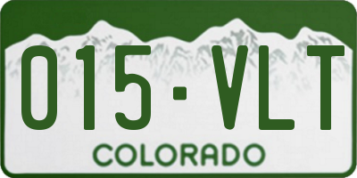 CO license plate 015VLT