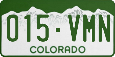 CO license plate 015VMN
