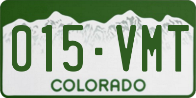 CO license plate 015VMT