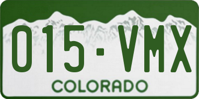 CO license plate 015VMX