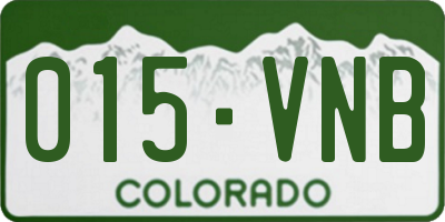 CO license plate 015VNB