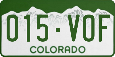 CO license plate 015VOF