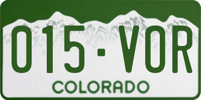 CO license plate 015VOR
