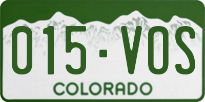 CO license plate 015VOS