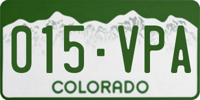 CO license plate 015VPA