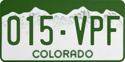CO license plate 015VPF