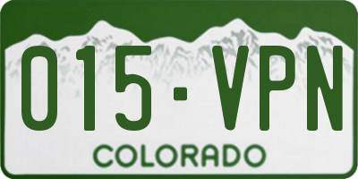 CO license plate 015VPN