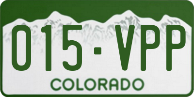 CO license plate 015VPP