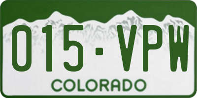 CO license plate 015VPW