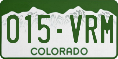 CO license plate 015VRM