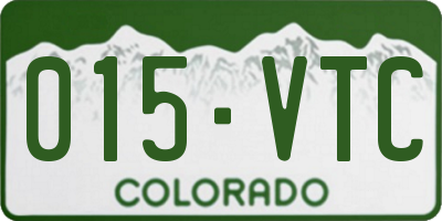 CO license plate 015VTC