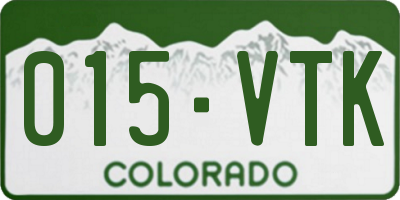 CO license plate 015VTK