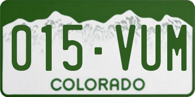 CO license plate 015VUM