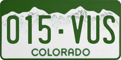 CO license plate 015VUS