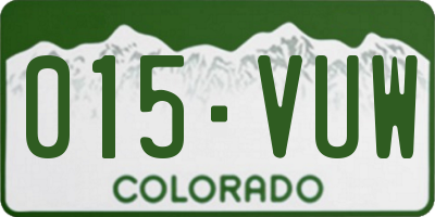 CO license plate 015VUW