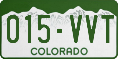 CO license plate 015VVT