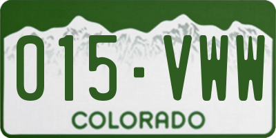 CO license plate 015VWW
