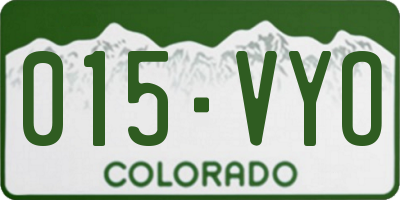 CO license plate 015VYO
