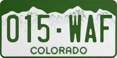 CO license plate 015WAF