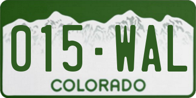 CO license plate 015WAL