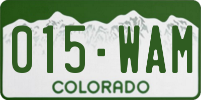 CO license plate 015WAM