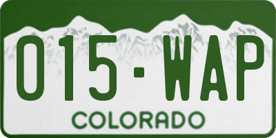 CO license plate 015WAP