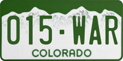 CO license plate 015WAR