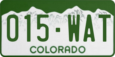 CO license plate 015WAT
