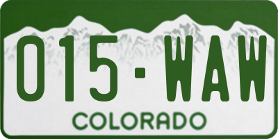 CO license plate 015WAW