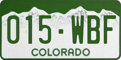 CO license plate 015WBF