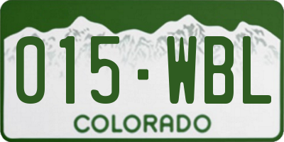 CO license plate 015WBL