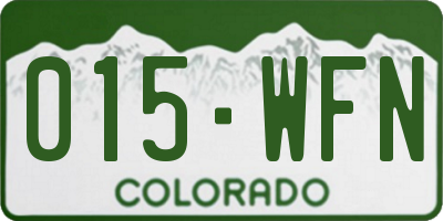 CO license plate 015WFN