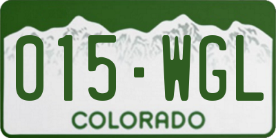 CO license plate 015WGL